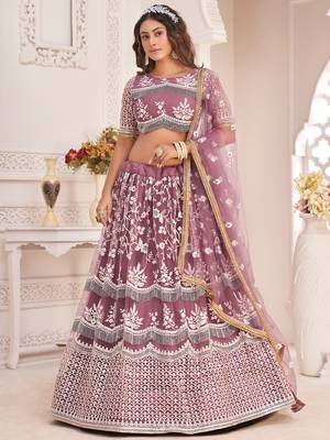  dark onion butterfly net cotton thread lehenga 1