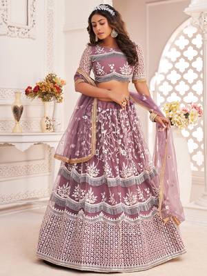  dark onion butterfly net cotton thread lehenga 2