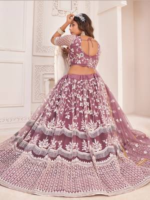  dark onion butterfly net cotton thread lehenga 3