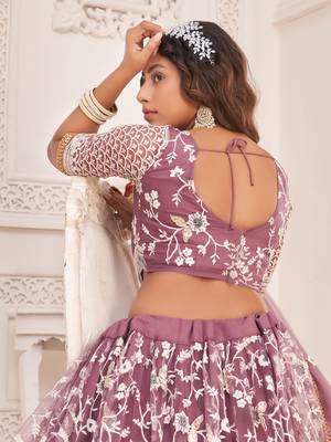  dark onion butterfly net cotton thread lehenga 5