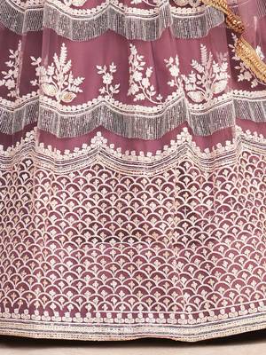 dark onion butterfly net cotton thread lehenga 7
