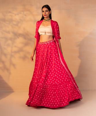 Hot Pink Printed Cape Set 1