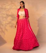 Hot Pink Printed Cape Set