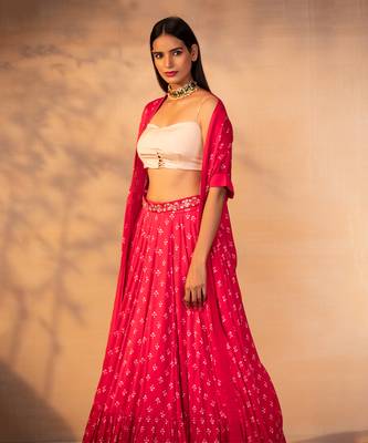 Hot Pink Printed Cape Set 2