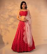 Red Printed Skirt Set