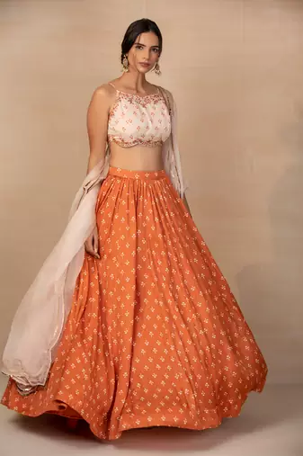 Rust And Cream Skirt Set