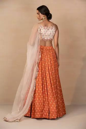 Rust And Cream Skirt Set