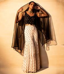 Black and off white sharara set