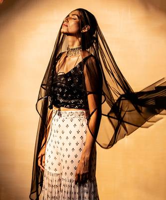 Black and off white sharara set 2