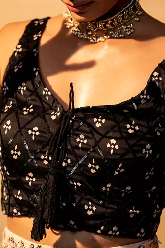 Black and off white sharara set