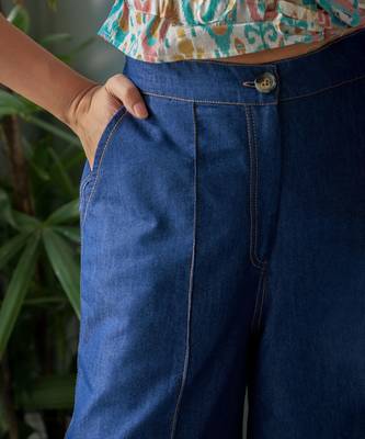Deep indigo denim pants 5