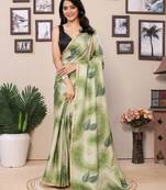 Ready To Wear Green Silk Saree With woven And Printed Saree With Blouse