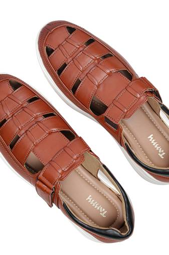 Tanny shoes men's faux leather tan ethnic sandal