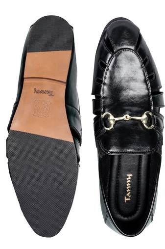 Tanny shoes men's faux leather black velcro ethnic sandal