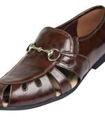Tanny shoes men's faux leather brown velcro ethnic sandal
