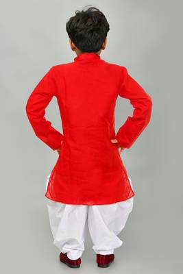 Red cotton boys kurta pyjama 2