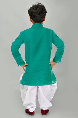 Green cotton boys kurta pyjama 2