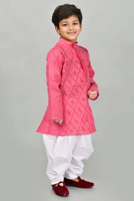 Pink cotton boys kurta pyjama 1