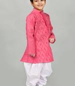 Pink cotton boys kurta pyjama