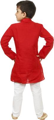Red cotton boys kurta pyjama 3