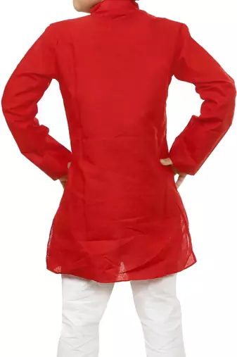 Red cotton boys kurta pyjama