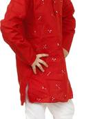 Red cotton boys kurta pyjama