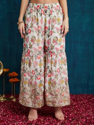 white georgette sharara set with zari sequence work 4
