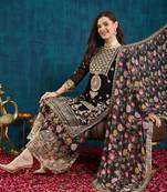 women's faux georgette fabric zari sequin embroidery work Kurta and Palazzo with dupatta