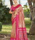 Sangam prints peach silk woven work festival saree