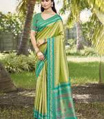 Sangam prints light green silk woven work festival saree