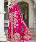 Sangam prints rani silk woven work festival saree