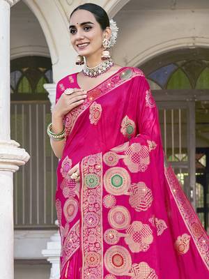 Sangam prints rani silk woven work festival saree 2