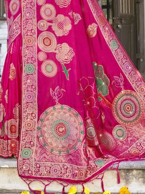 Sangam prints rani silk woven work festival saree 3