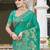 Sangam prints teal green silk woven work festival saree