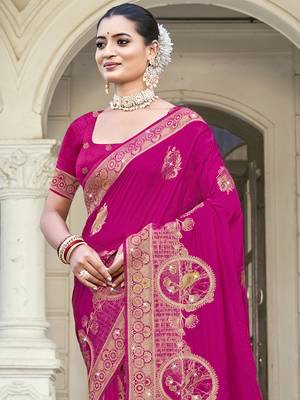Sangam prints rani silk woven work festival saree 2