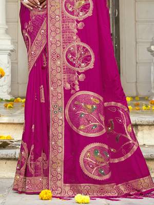 Sangam prints rani silk woven work festival saree 3