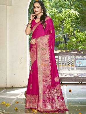 Sangam prints rani silk woven work festival saree 1