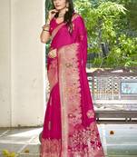 Sangam prints rani silk woven work festival saree