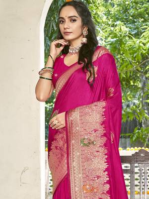 Sangam prints rani silk woven work festival saree 2