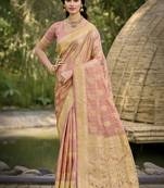 Sangam prints pink silk woven work festival saree
