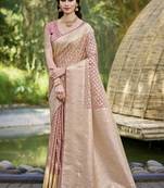Sangam prints pink silk woven work festival saree