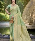 Sangam prints green silk woven work festival saree