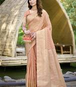 Sangam prints peach silk woven work festival saree