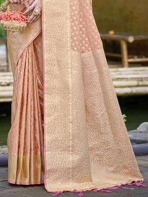 Sangam prints peach silk woven work festival saree 3