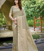 Sangam prints grey silk woven work festival saree