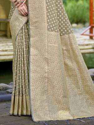Sangam prints grey silk woven work festival saree 3