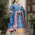 Wedding designer blue soft dola silk anarkali suit with dupatta