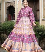 Wedding designer purple soft dola silk anarkali suit with dupatta