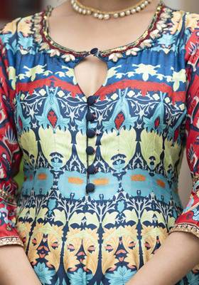 Wedding designer multi soft dola silk anarkali suit with dupatta 2