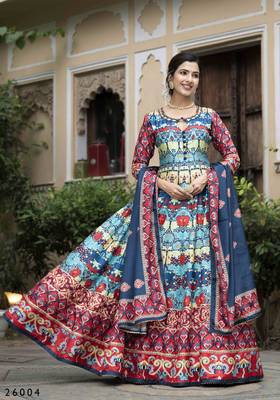 Wedding designer multi soft dola silk anarkali suit with dupatta 1